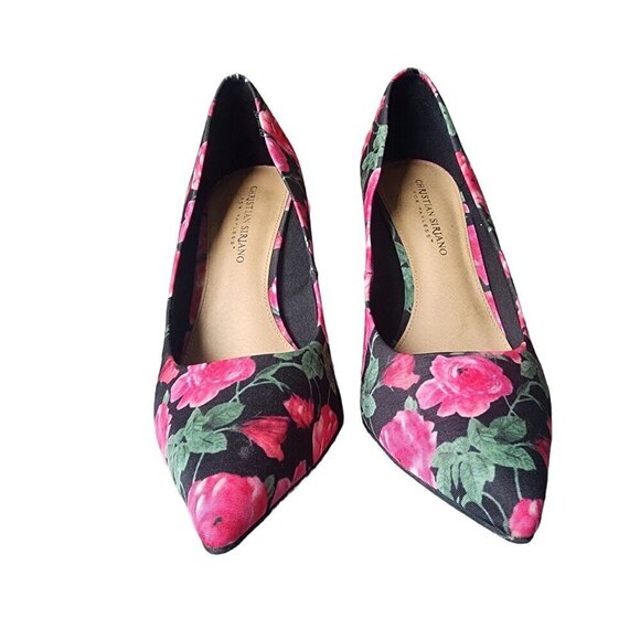 Christian Siriano Floral Pointed Toe Pump Pink Black Women's 10 - Picture 2 of 15